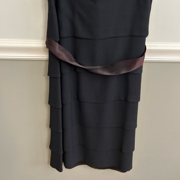Andrea A. 1960’s Vintage Tiered Black Satin Ribbon Sleeveless Dress - Picture 5 of 12